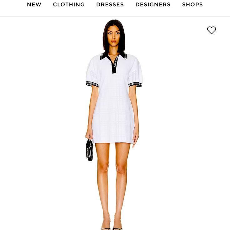 Used Once Luxury Short Sleeve Mini Dress For Cocktail, Luxury Cocktail Mini Dress With Short Sleeves, Collared Polo Dress For Spring Daywear, Spring Collared Polo Dress For Daywear, Elegant Spring Workwear Polo Dress, Luxury Fitted Mini Dress With Short Sleeves, Elegant Spring Polo Dress With Collar, Elegant Spring Collared Polo Dress, Elegant Collared Polo Dress For Spring