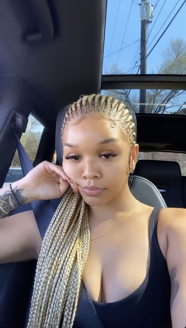 613 Cornrows Braids, Blonde Corn Row Braids Black Women, Blonde All Back Cornrows, Blond Straight Back Braids, Long Small Cornrows, Blonde Conrows For Black Women, Blonde Straight Back Braids Black Women, Blond Cornrows Braids, Blonde Braided Hairstyles Black Women