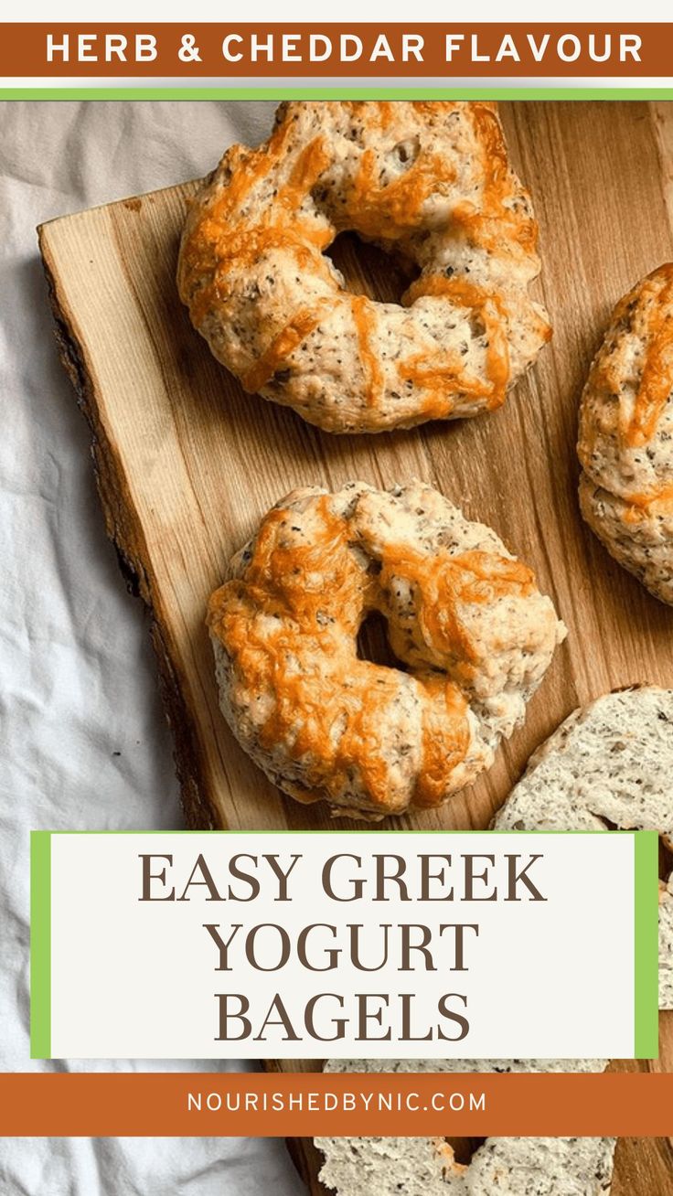 EASY GREEK YOGURT BAGELS (HERB & CHEDDAR FLAVOUR) What To Make With Plain Greek Yogurt, Bagel Recipe Easy Greek Yogurt, Almond Flour Bagels Greek Yogurt, Baking With Greek Yogurt Recipes, Yogurt Bagel Recipe, Greek Yogurt Bagels, Plain Yogurt Recipes, Greek Yogurt Bread, Plain Greek Yogurt Recipes