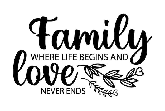 the phrase family where life begins and love never ends