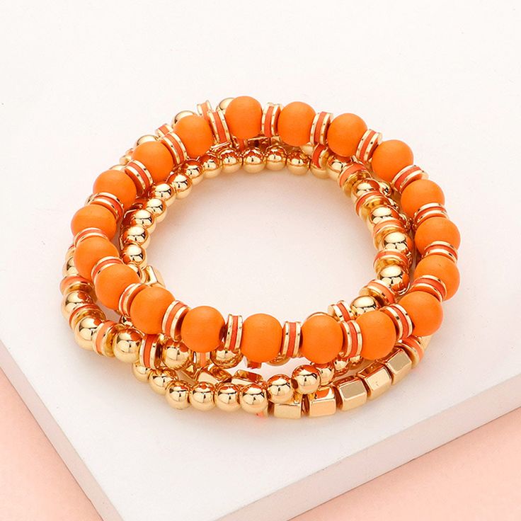 Size : 1" H Stretchable Glass Bead Bracelet Ideas, Bead Bracelet Ideas, Glasses Tattoo, Orange Jewelry, Orange Bracelet, Glass Bead Bracelet, Hook Bracelet, Head Chain, Wrist Wear