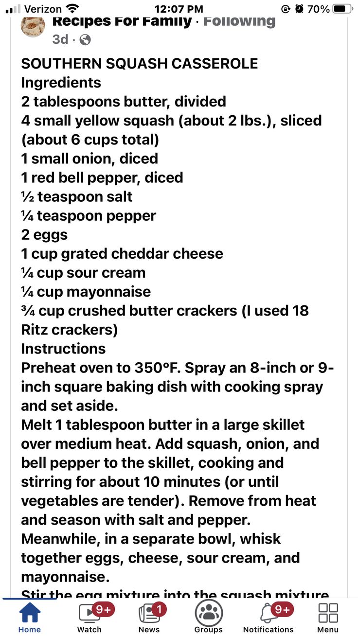 the recipe for southern squash casserole is shown in an instagramtion form