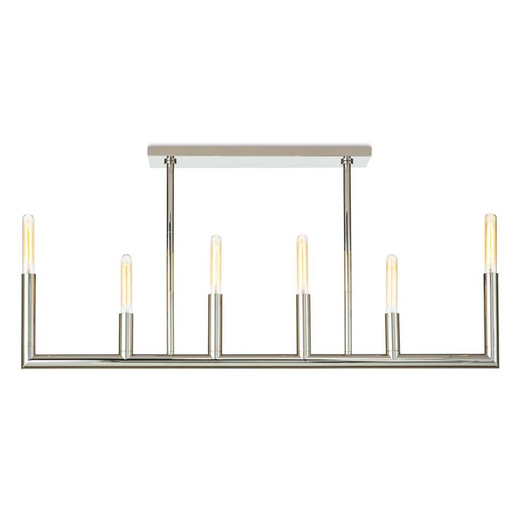 a large rectangular light fixture with five candles on each end and four lights in the middle