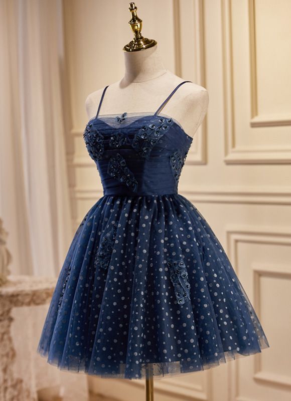 Off The Shoulder Short Prom Dress with Polka Dots   Condition: Brand New  Color:As Picture  Material:Tulle,Appliques  Sleeve Length:Sleeveless  Collar:V-neck  Length:Above Knee,Mini  Includes:Dress  Occasions:Tulle Homecoming Dresess,Short Prom Formal Dresses for Women,Cocktail Dress for Teens,Short Bridesmaid Dresses,short wedding dress,Dama Dresses for Quinceanera,School Dance Dresses for girls 12-14,Graduation Dresses,8th Grade prom dresses,club night out dress,sweet 16 dresses,White Holiday party,Halloween costume,cosplay,pageant,Christmas party,ceremony, birthday party family gathering or any other formal occasions   Where to Buy Cheap Perfect Prom Dresses Online?   VictorianDancer is an authentic designer dress manufacturer, In here you can find your favorite colors and styles,qualit Blue Grad Dresses, Dresses For Quinceanera, Middle School Dance Dresses, White Holiday Party, Cocktail Dress For Teens, Graduation Fits, 8th Grade Prom Dresses, 8th Grade Prom, 8th Grade Formal Dresses