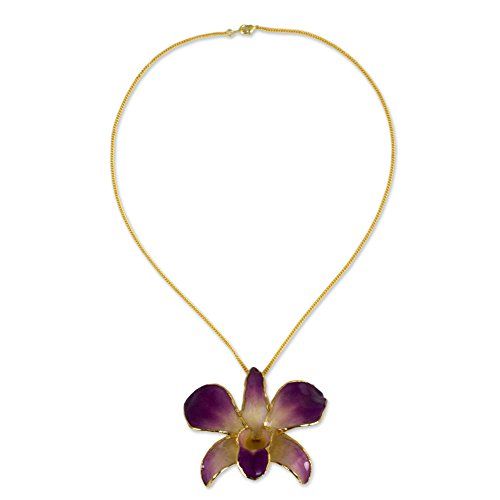 NOVICA 24k Gold Plated Flower Pendant Necklace Orchid Fantasy *** BEST VALUE BUY on Amazon Orchid Brooch, Orchid Jewelry, Pin Necklace, Flower Pendant Necklace, Jewelry Lookbook, Orchid Flower, Dream Jewelry, Jewelry Inspo, Jewelry Packaging