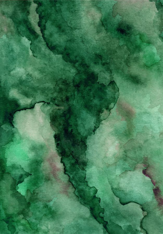 an abstract painting with green and red colors on the watercolor paper, as well as black ink