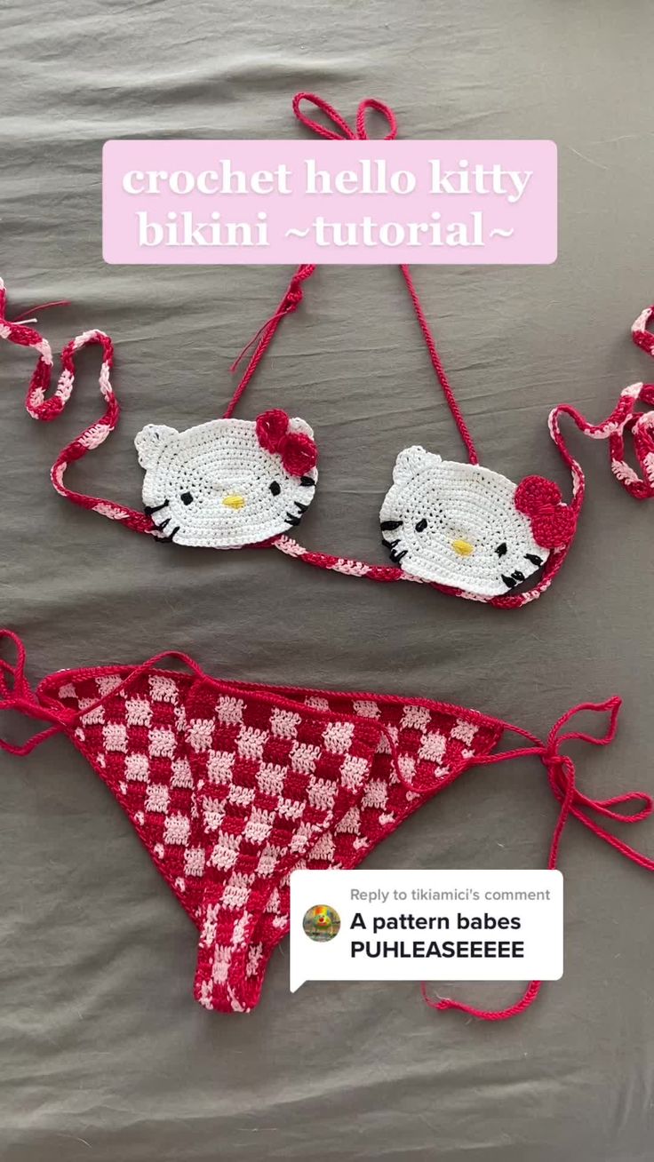 Crochet bikini top - Spring-Summer Women #Crochet #CrochetBikini #BikiniCrochet #CrochetTips #CrochetBikiniSets Crochet Swimwear Pattern Free, Crochet Bathing Suit Pattern, Crochet Swimwear Pattern, Hello Kitty Crochet, Crochet Bathing Suits, Bikinis Crochet, Crochet Swimwear, Crochet Heart, Festival Vibes