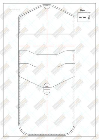 a drawing of the back side of a cell phone case with measurements for each section