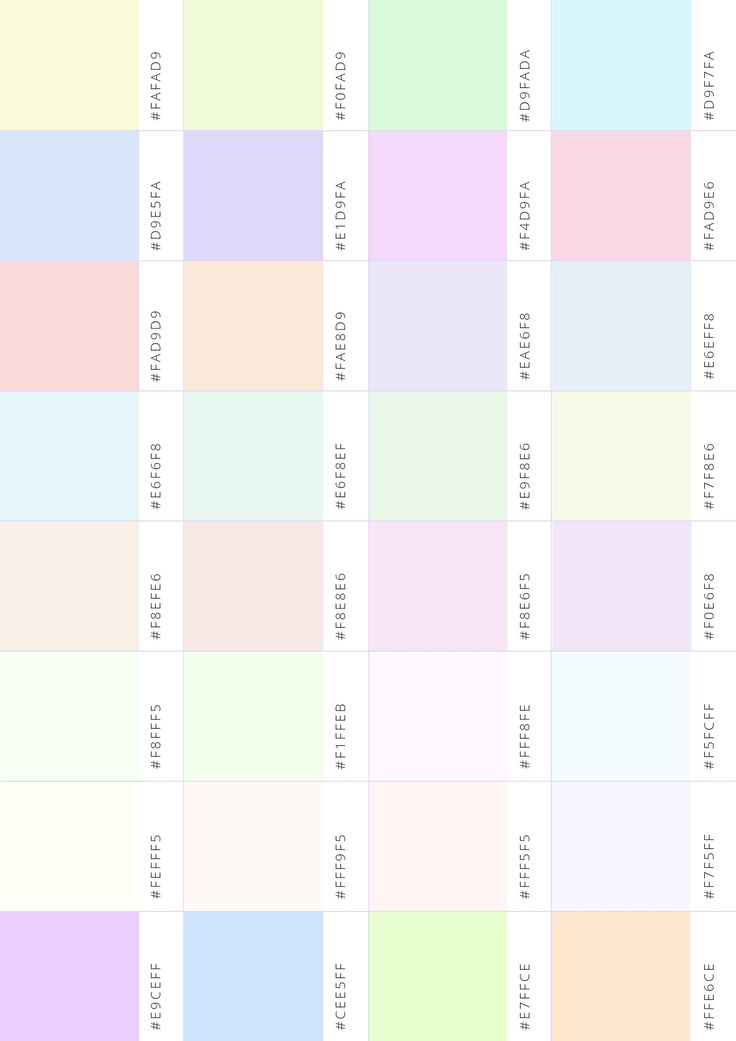 a color chart with different colors and numbers for each one, including the letter s