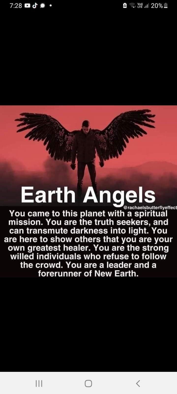 an image with the words earth angels on it and a man standing in front of him