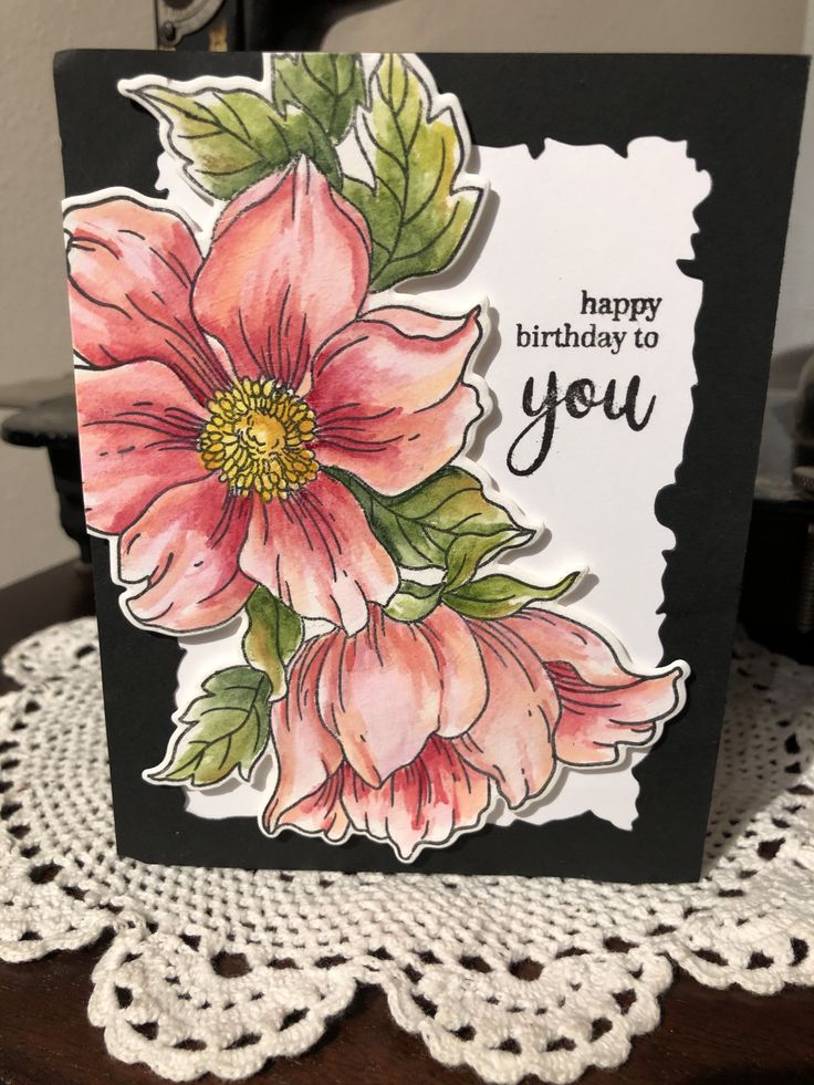 a card with flowers on it and the words happy birthday to you