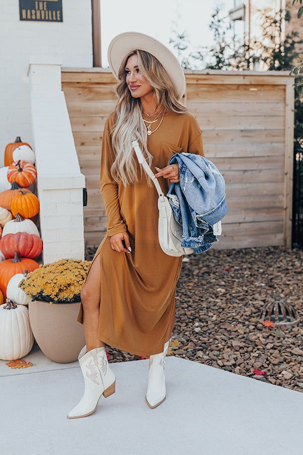 Cooper Dress, Camel Dress, Fall Style Guide, Nye Dress, Trendy Hat, Scarf Top, Crop Top Sweater, Thanksgiving Outfit, Versatile Dresses