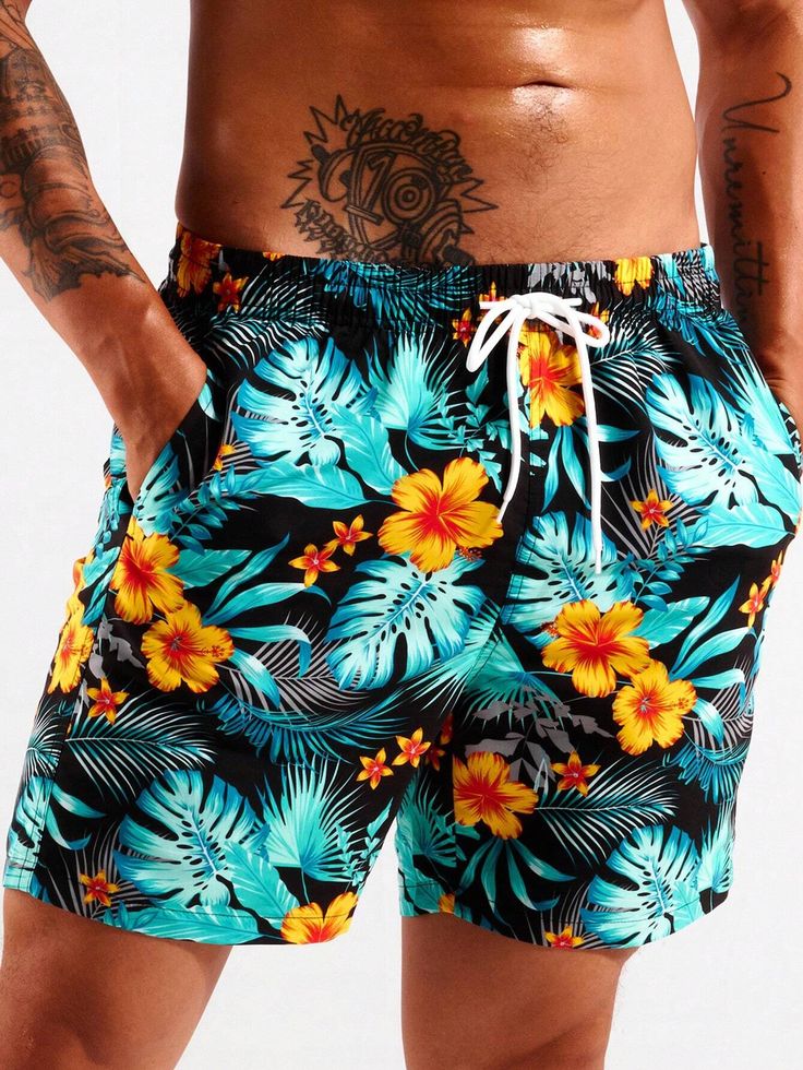 Make a splash this summer in our Tropical Print Swim Trunks With Pocket. Featuring a captivating tropical pattern, these swim trunks offer a fresh and stylish look for your beach adventures. The drawstring and pocket details add functionality, allowing you to adjust the fit and keep your essentials secure. Features: Pattern Type: Tropical, All Over Print Details: Drawstring, Pocket Type: Bottoms Bottom Type: Shorts Fabric: Non-Stretch Composition: 100% Polyester Size Chart(Inch): Size Bottoms Le Hawaiian Style Swimming Shorts For Summer, Summer Vacation Swim Trunks, Summer Style Swim Trunks For Beach Vacation, Summer Swim Trunks For Beach Vacation, Summer Swim Trunks For Vacation Pool, Summer Vacation Swim Trunks For Pool, Summer Vacation Beach Swim Trunks, Summer Vacation Swim Trunks With Drawstring, Summer Swim Trunks With Pockets For Vacation