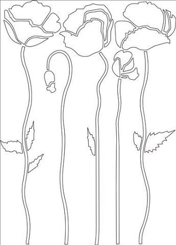 three flowers that are in the middle of a line art work, one is black and white