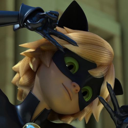 the animated character is dressed in black and has blonde hair, green eyes and nose