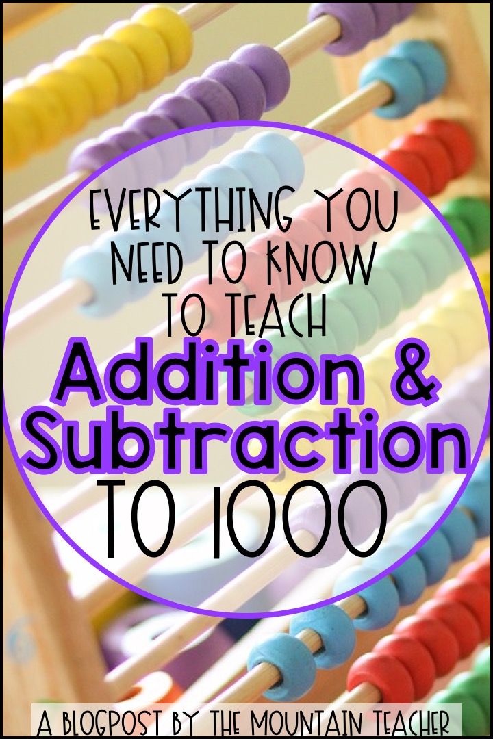 an abant with the words, everything you need to know to teach addition and subtraction to 1, 000