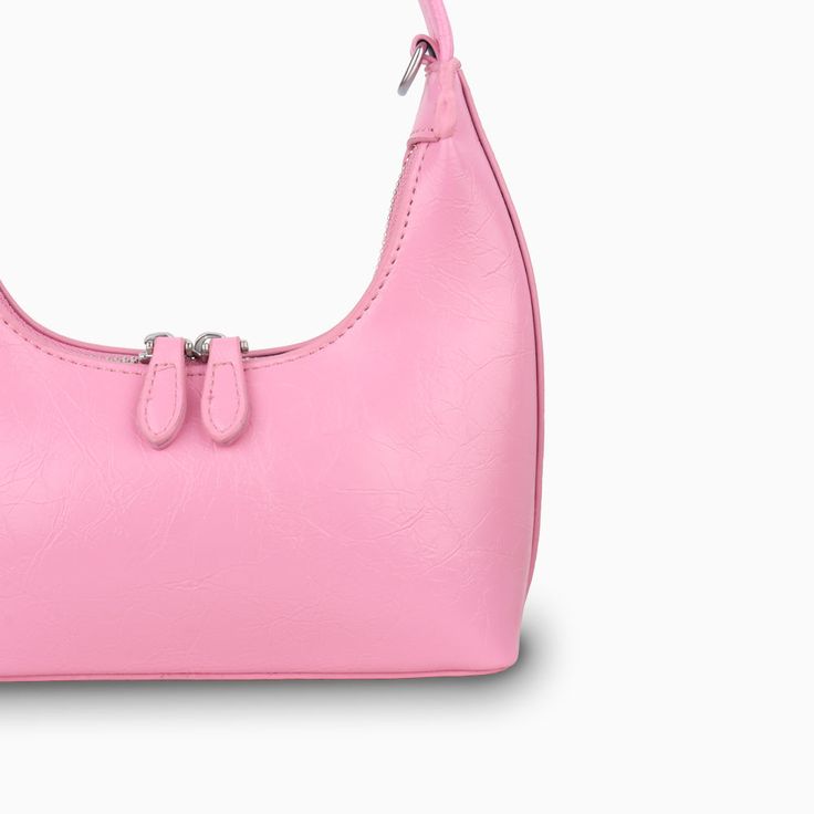 -Material: leather-Colors: pink, grey-Length: 22.5cm-Width: 6.5cm-Height: 18cm-Handle length: 21.5cm Modern Pink Satchel Hobo Bag, Pink Modern Satchel Hobo Bag, Pink Soft Leather Shoulder Bag, Modern Pink Hobo Satchel Bag, Trendy Pink Soft Leather Shoulder Bag, Modern Handheld Pink Shoulder Bag, Modern Pink Handheld Shoulder Bag, Pink Satchel Baguette Bag With Zipper Closure, Pink Leather Baguette Bag For Everyday Use