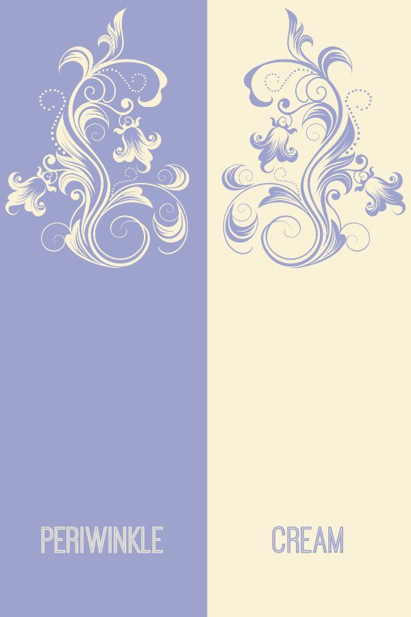 two different colored cards with white and blue swirls on the front, one in light purple