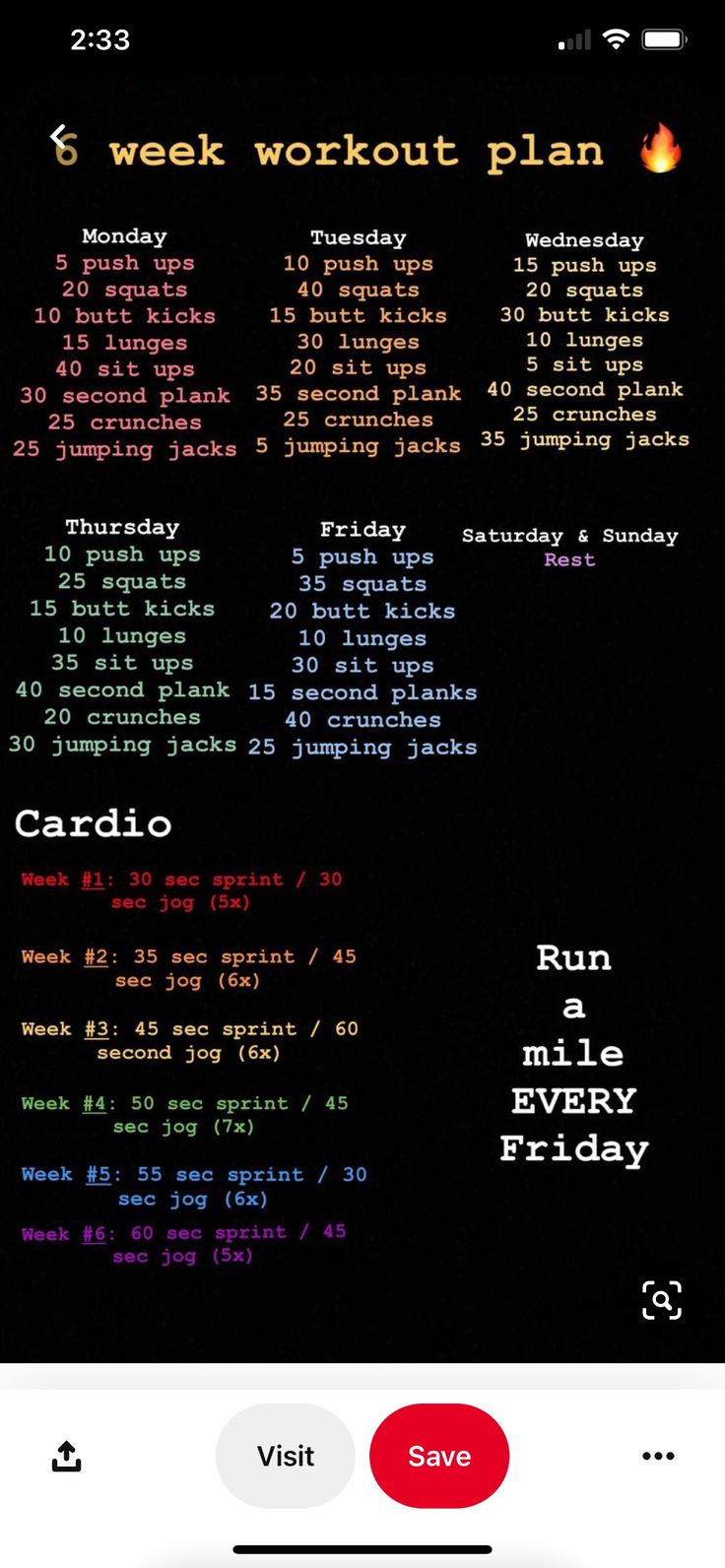 an iphone screen showing the workout plan on it's display, with text below