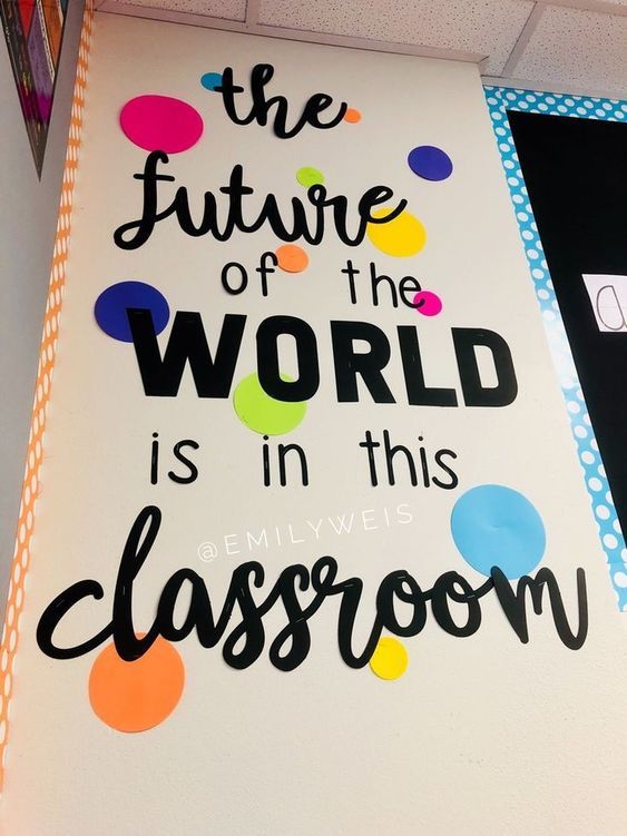 a classroom sign that says the future of the world is in this classroom