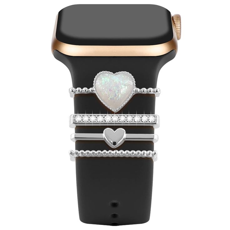 an apple watch with three bands and a heart on it