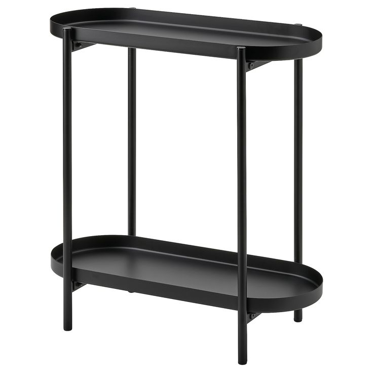 a black shelf with two shelves on each side and one shelf in the other direction