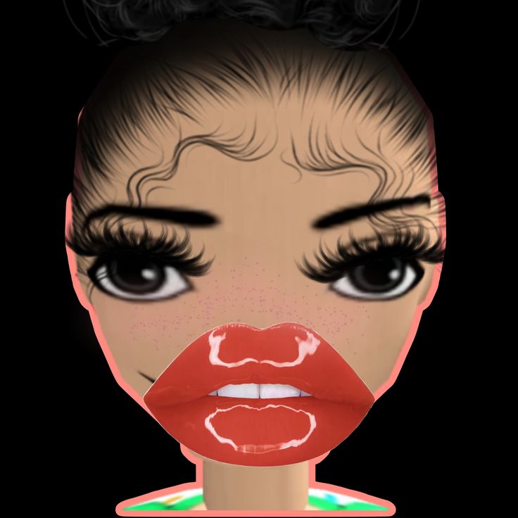 an animated image of a woman's face with red lipstick