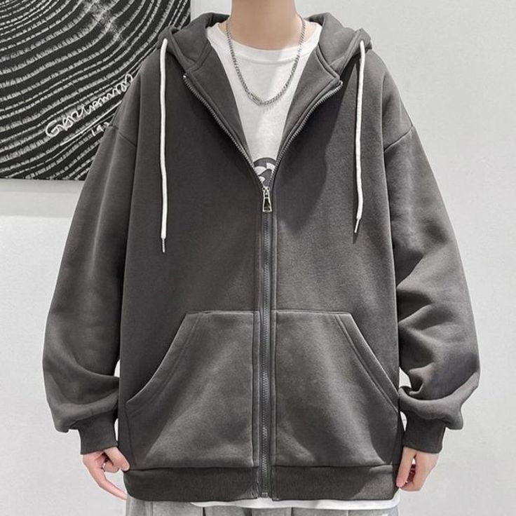 Oversized Zip Up Hoodie Outfit Men, Grey Zip Up Hoodie Outfit, Werewolf Comic, Clothes Jewellery, Spider Lilies, Grey Zip Up Hoodie, Hoodie Outfit Men, Oversized Zip Up Hoodie, Asian Clothing