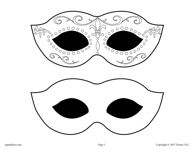 two masks with black and white designs on them