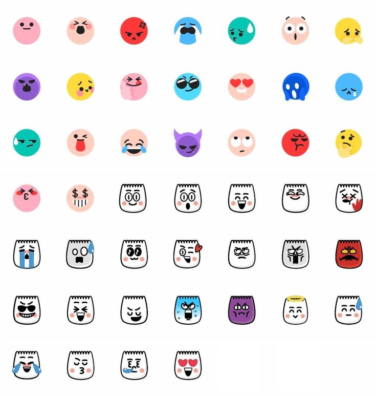 an image of many different emoticions on a white background in the form of faces