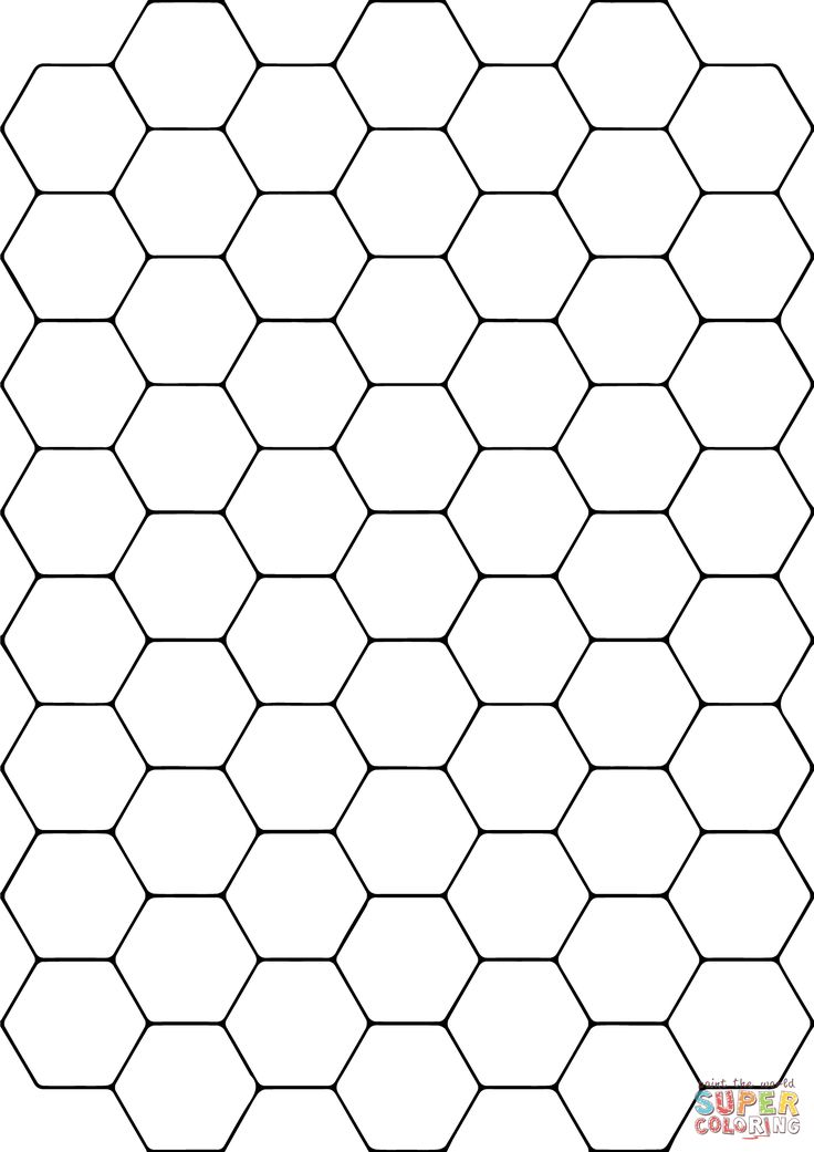 the hexagonal pattern is shown in black and white, with no lines on it