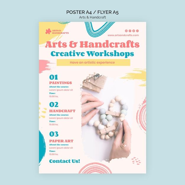 the poster for arts and handcrafts creative workshop