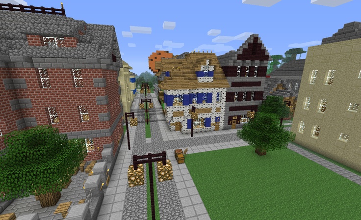 an image of a small town in minecraft