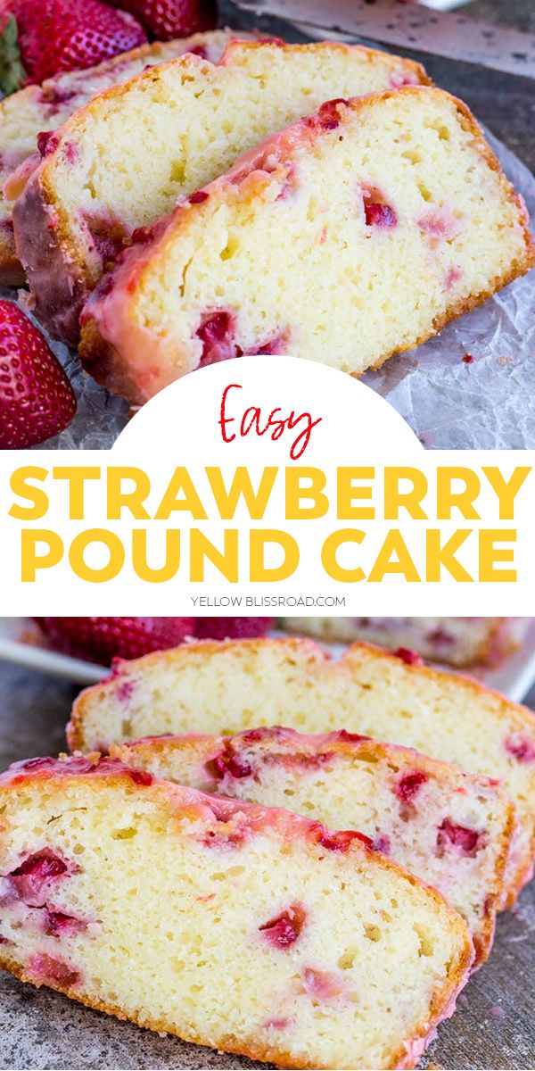 this easy strawberry pound cake is made with fresh strawberries