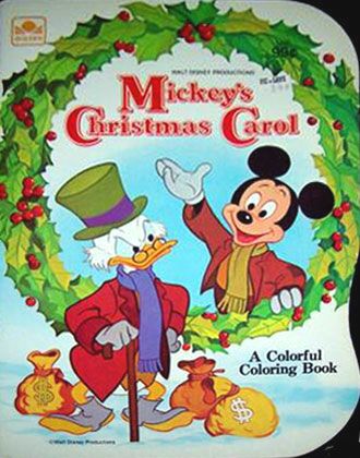 mickey's christmas carol coloring book with donald duck and goofy mouse on the cover