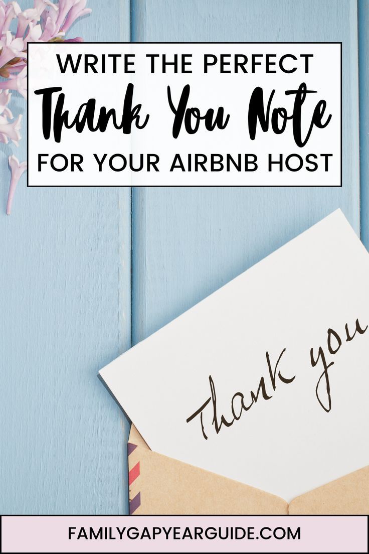 an envelope with thank you note on it and the words, write the perfect thank you note for your airbn host