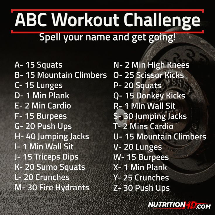 an image of a workout challenge with the words, abc workout challenge spell your name and get going