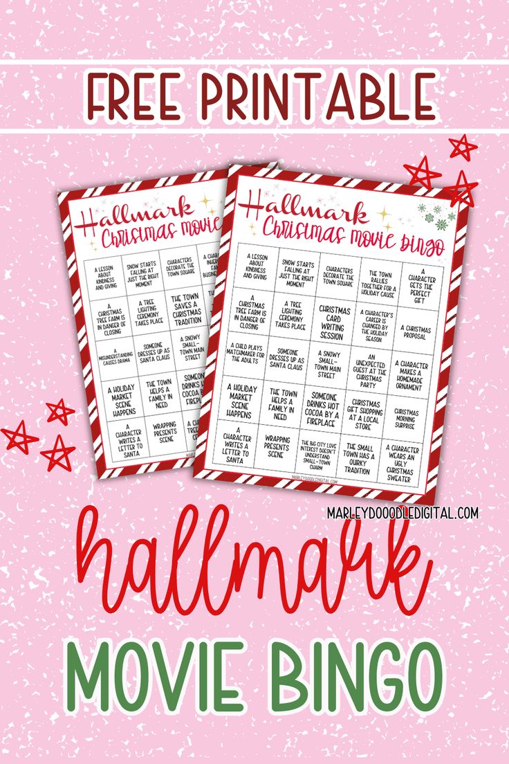 two christmas movie printables with the words, free printable valentine movie bingo