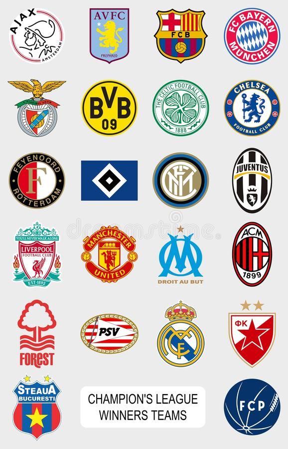 many different soccer teams logos and emblems on white background royalty illustration stock images, logo design