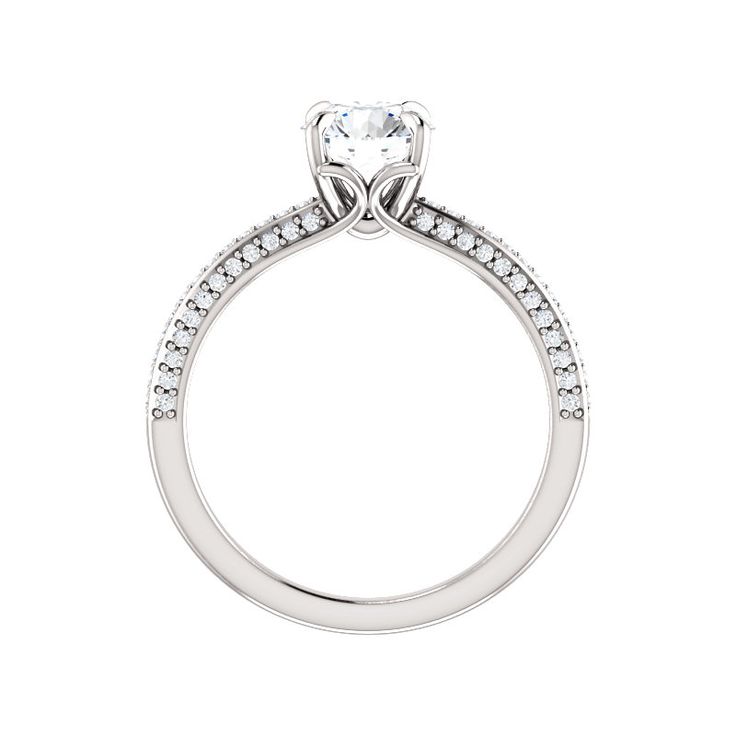 a white gold engagement ring with diamonds on the side