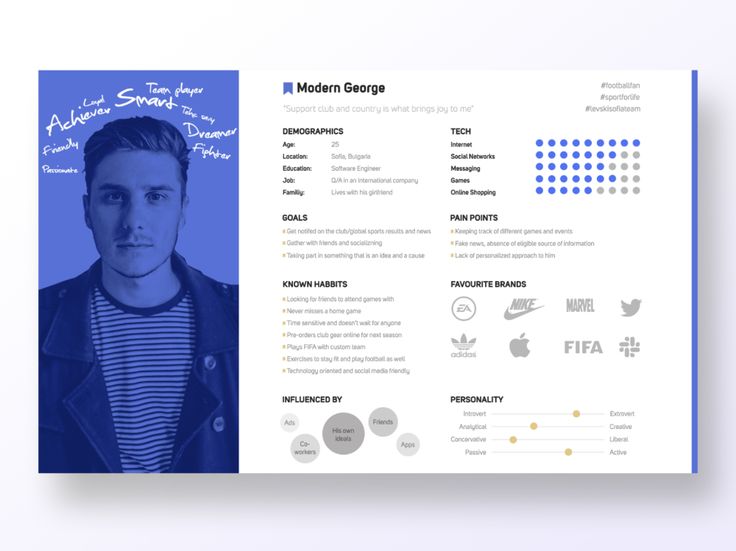 a blue and white resume template with a man's face on the front page