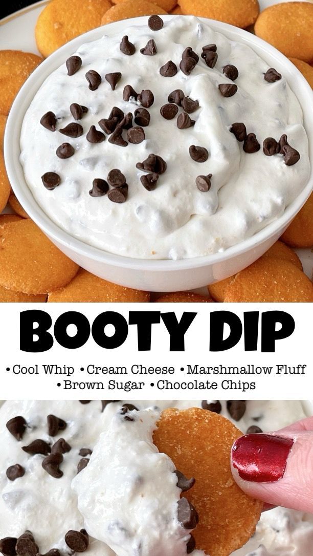 The viral TikTok Booty Dip recipe has taken social media by storm with its simplicity and deliciousness. Made with just 5 ingredients, including cream cheese, marshmallow fluff, whipped topping, brown sugar, and chocolate chips, this creamy and sweet dip is the perfect dessert or appetizer for any gathering. Snicker Dip Recipe, Dunkaroo Dip Recipe Cream Cheese, Tiktok Snacks Easy, Cream Cheese And Chocolate Chip Dip, Cool Whip Snacks, Easy Dessert Dips For A Party, Gluten Free Dessert Dip Recipes, Kid Friendly Dips Appetizers, Crockpot Dessert Dip