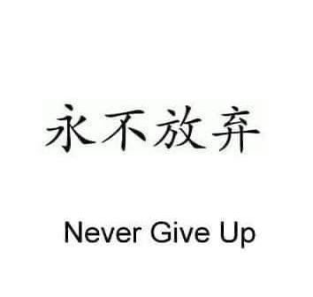 the words never give up written in chinese