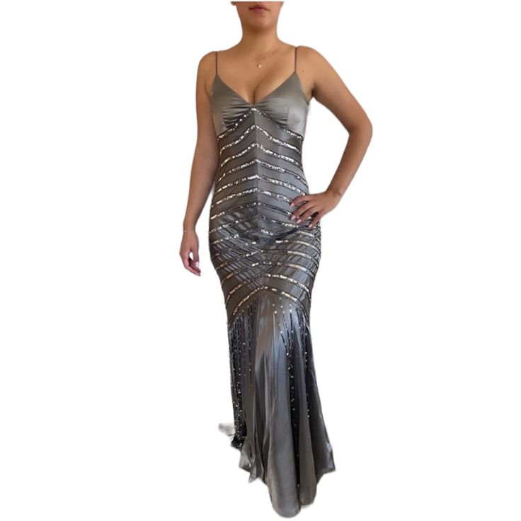 Style M1801 Excellent Condition B51 Jovani Grey Dress, Jovani Dresses, Sequin Gown, Gray Color, Sequin, Size 6, Maxi Dress, Womens Dresses, Grey