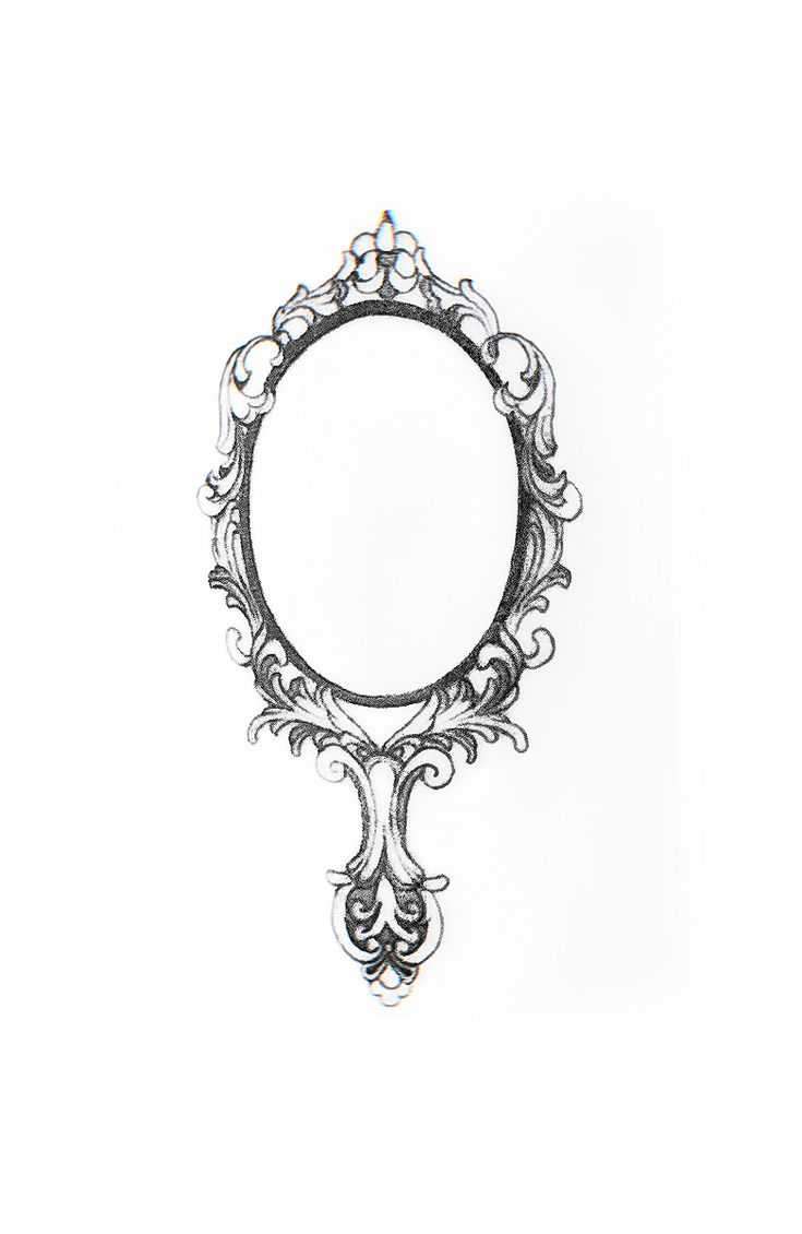 a drawing of a mirror on a white background with clippings to the bottom