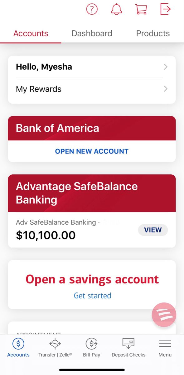 an iphone screen showing the banking app for bank of america, which is open to savings account