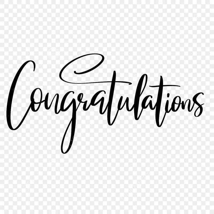 the word congratulations written in cursive writing on a white background with black ink