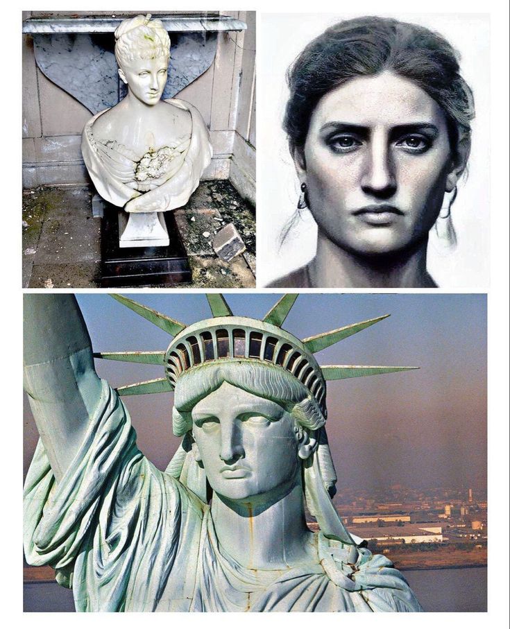 the statue of liberty has been altered to look like it is being displayed in different pictures