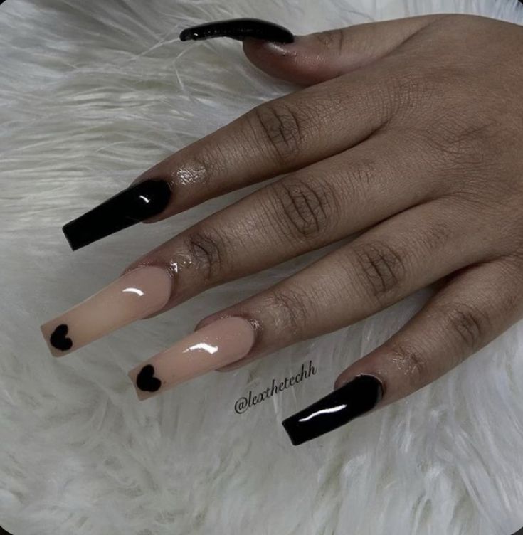 Long Black Acrylic Nails, Nails Hearts, Summer Nails Diy, Strawberry Nail, Fruit Nail, Tapered Square Nails, Black Acrylic Nails, Long Acrylic Nail Designs, Stylish Nails Designs