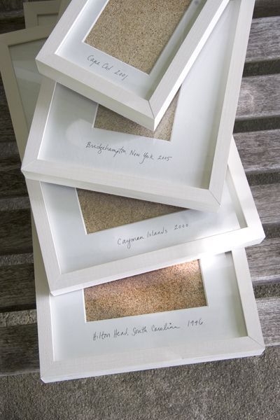 three white frames sitting on top of each other